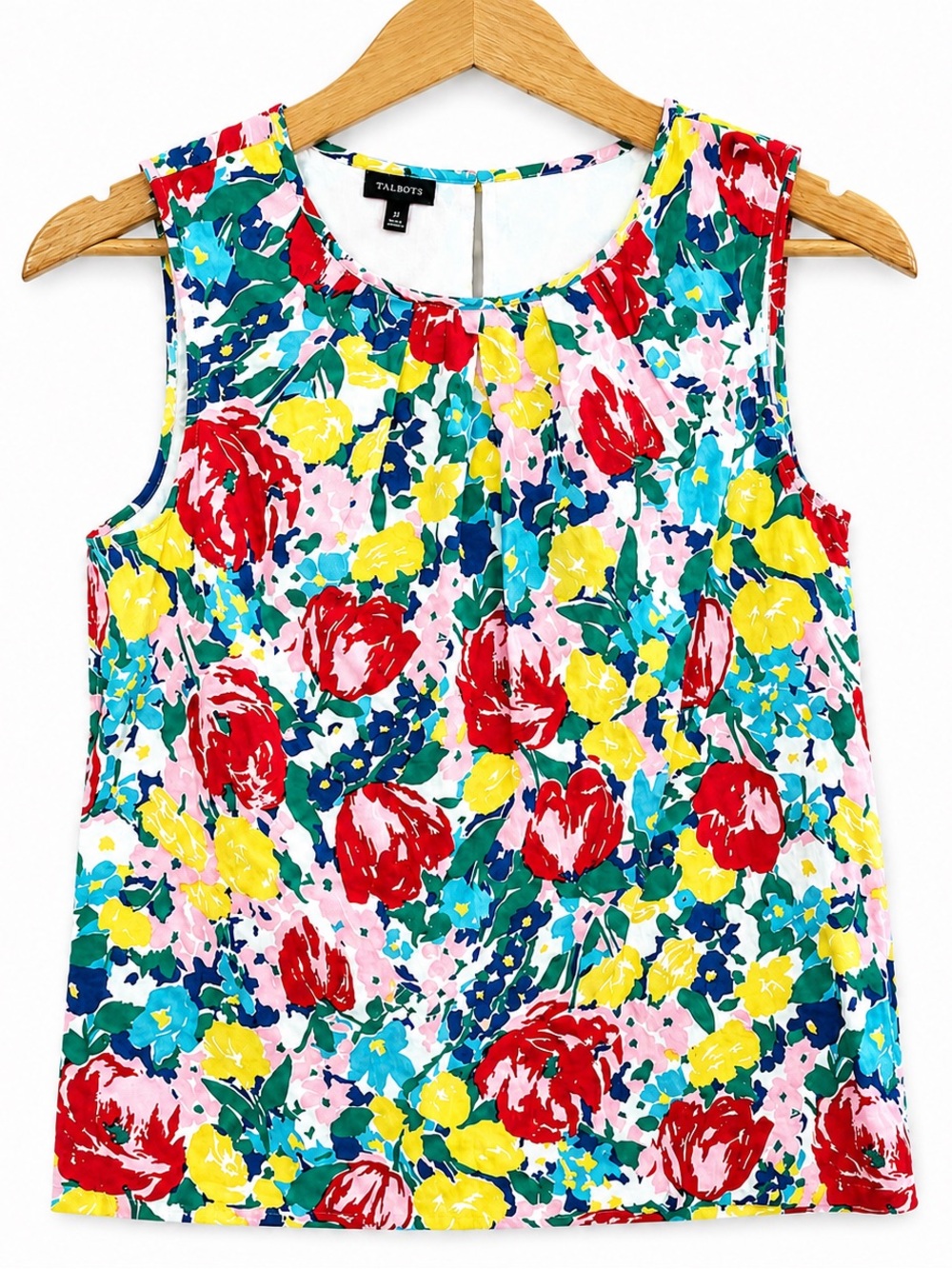 Talbots Petite Sleeveless Floral Top 8P EUC - Picture 5 of 9
